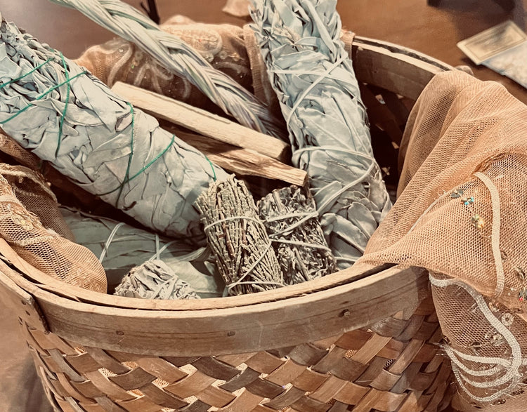 basket of herb bundles