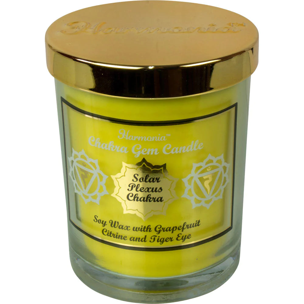 Harmonia Chakra Gem Candle - Solar Plexus Chakra - Soy wax with grapefruit, citrine, and tiger eye.
