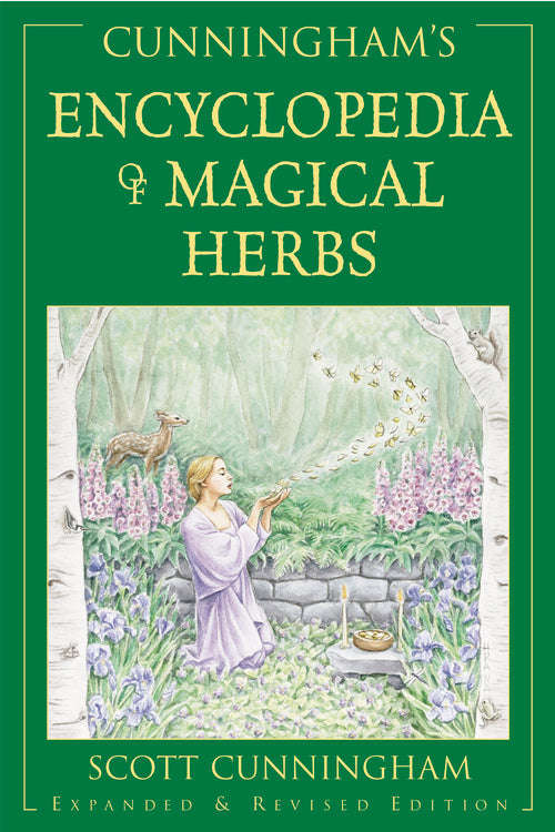 Encyclopedia of Magical Herbs by Scott Cunningham showing an herbalist.