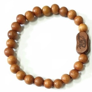 Jujube Wood w/ Bodhidharma Bead wrist mala / bracelet