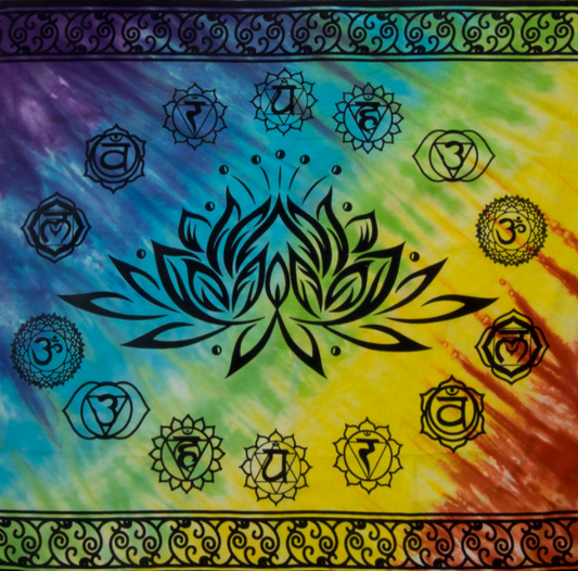 Chakra & Lotus Tie Dyed Altar Cloth
