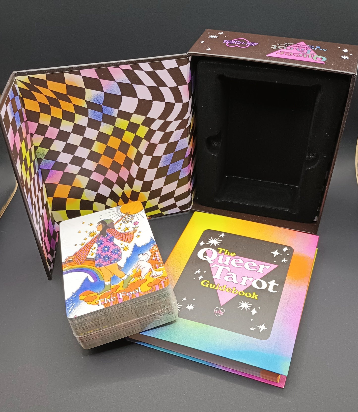 Box contents of Queer Tarot by Ash + Chess