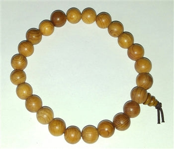 Yew Wood Beaded Bracelet - Wrist Mala Prayer Beads
