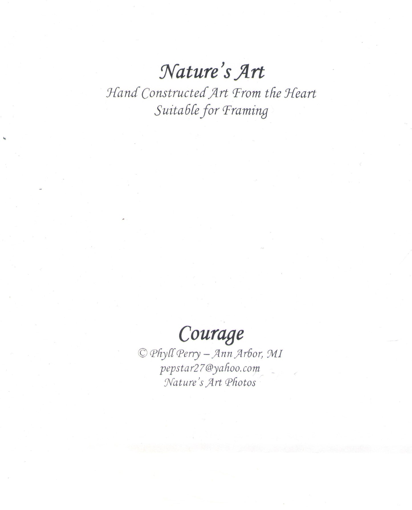 "Courage" greeting card by Nature's Art
