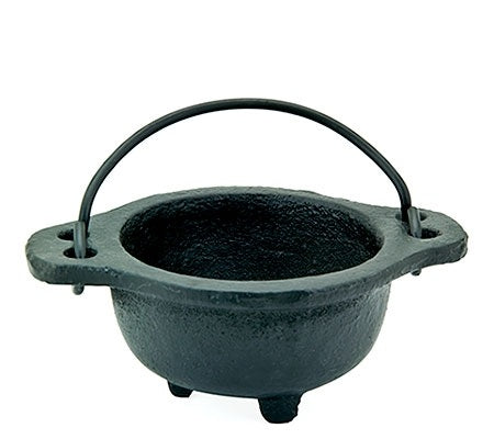 Cast iron cauldron 2"h x 3"d with handle,