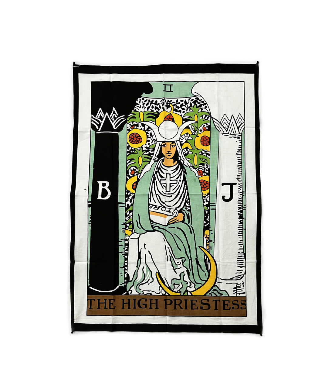 Indian Cotton Tapestry wall hanging of the Rider-Waite-Smith tarot card 2 The High Priestess, 30"x40"