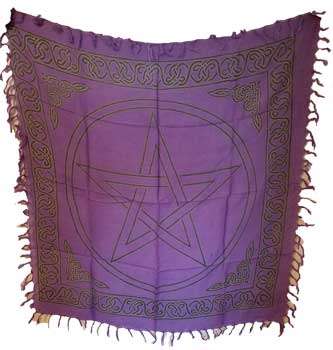 Pentacle Altar Cloth - purple & black