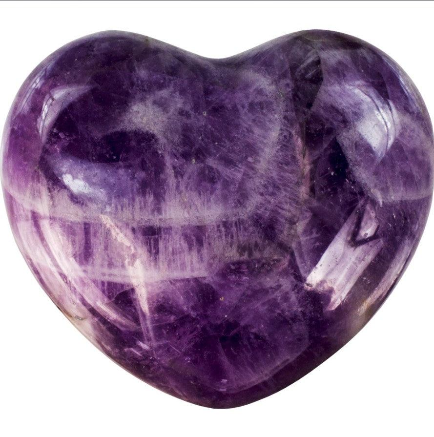 Chevron Amethyst Puffed Gemstone Heart