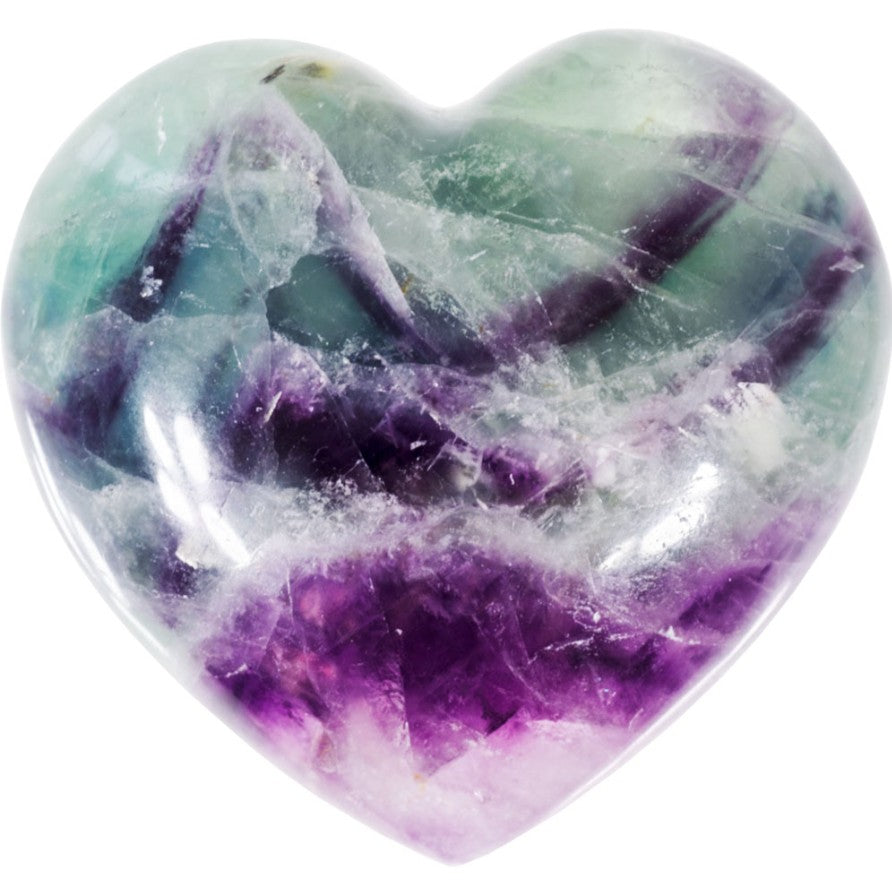 Rainbow Flourite Puffed Gemstone Heart