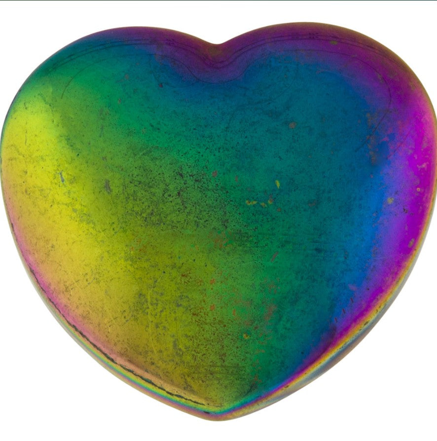 Rainbow Hematite Puffed Gemstone Heart