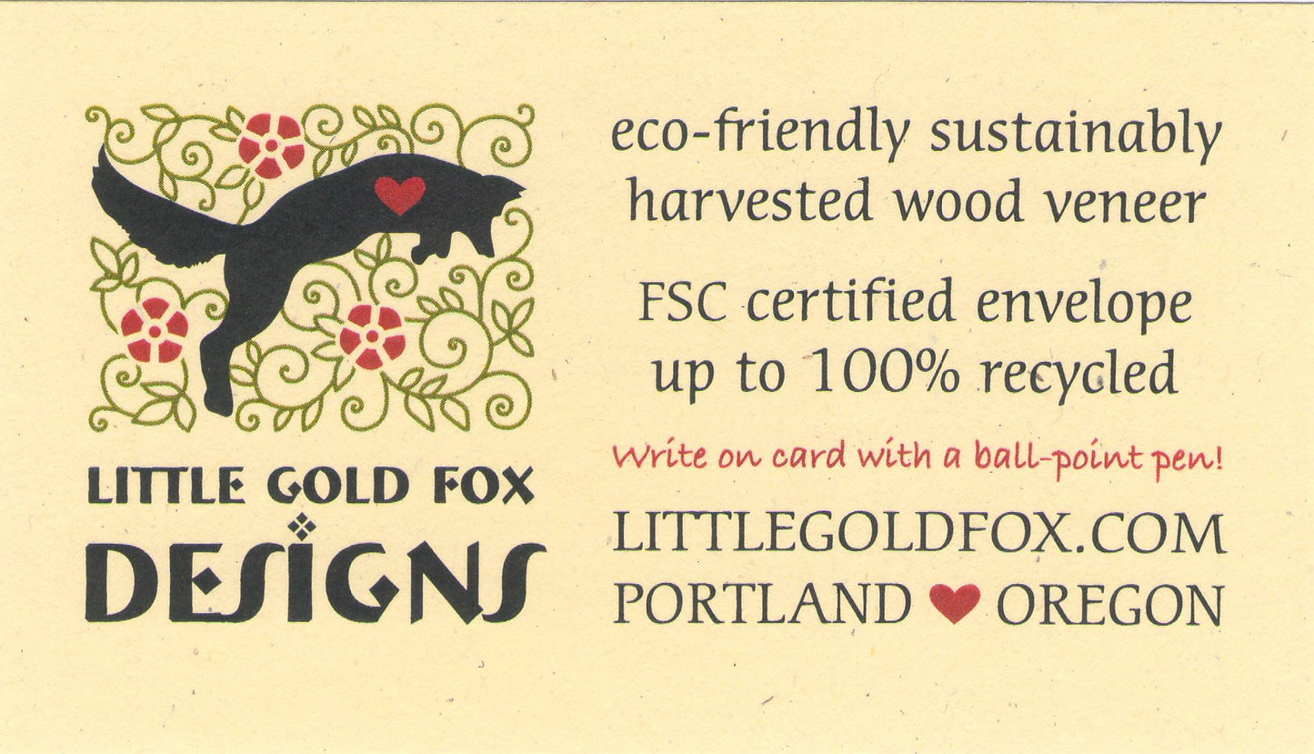 Wood Veneer Greeting Cards by Little Gold Fox Designs
